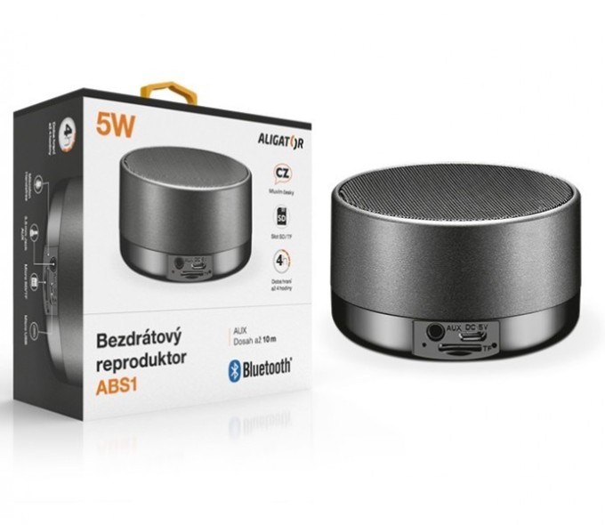 ALIGATOR ABS1 BT kovový reproduktor micro SD, černá