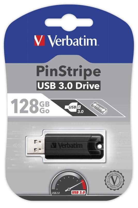 128GB USB Flash 3.0  PinStripe černý Verbatim P-blist