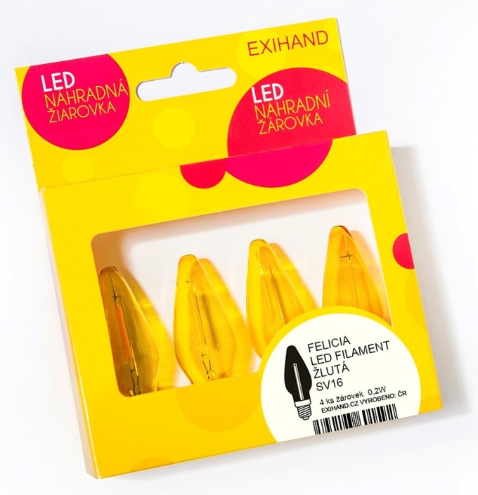 Blistr 4 žlutá žárovky FELICIA LED FILAMENT 14V/0,2W