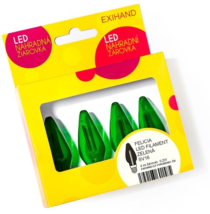 Blistr 4 zelená žárovky FELICIA LED FILAMENT 14V/0,2W