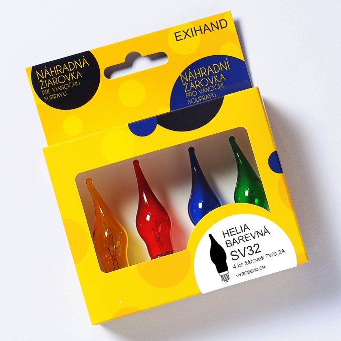 Blistr 4 žárovky Helia barevná 7V/0,2A