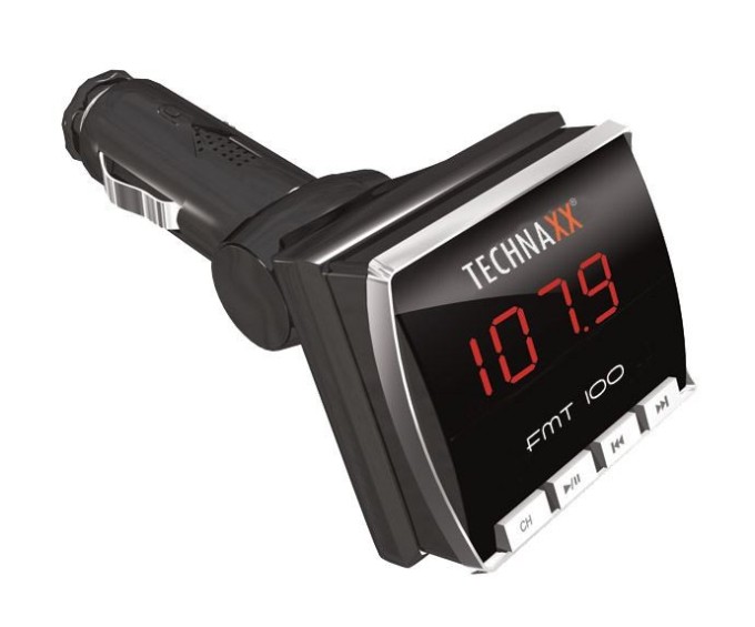 Technaxx FM transmitter + MP3 přehrávač, LCD displej, audio JACK/ USB/SD, DO (FMT100)