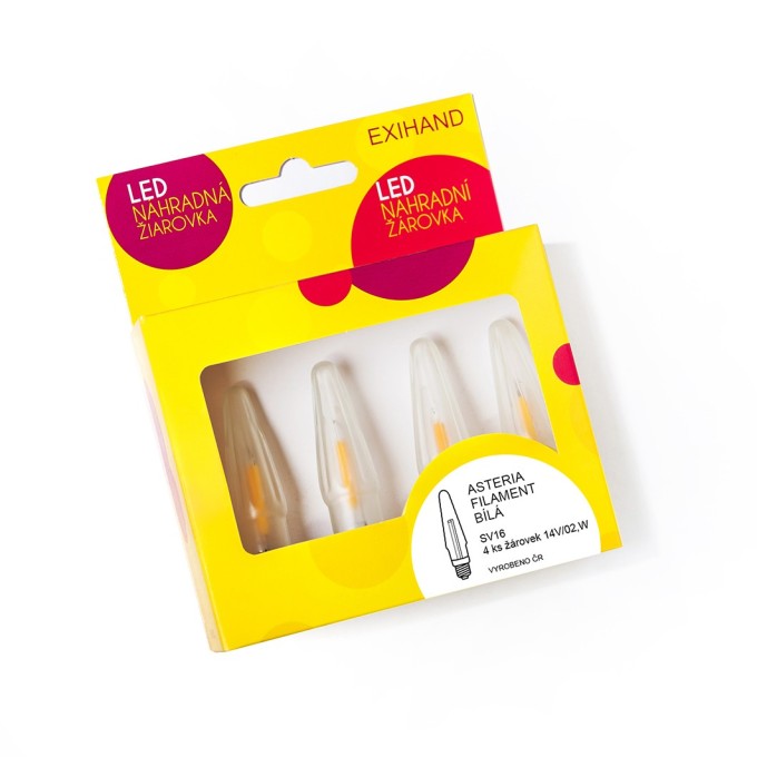 Blistr 4 bílé žárovky ASTERIA  FILAMENT 14V/0,1W