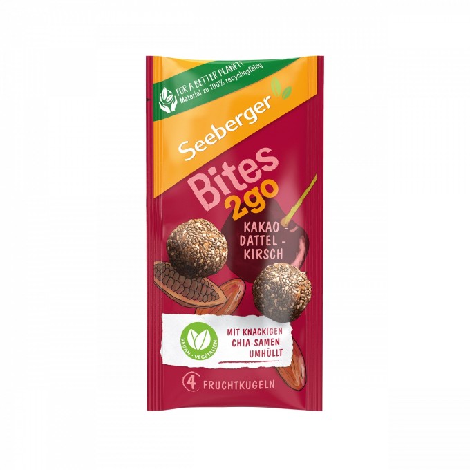 Seeberger Kuličky z kakaa, datlí a třešní Bites2go 38g