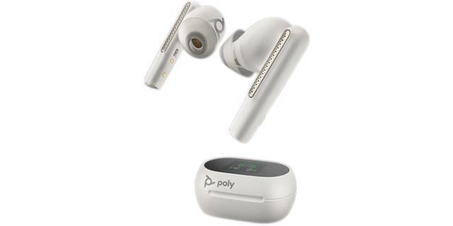Poly VOYAGER FREE 60+ UC, bezdrátová sluchátka, smart nabíjecí case, bílá