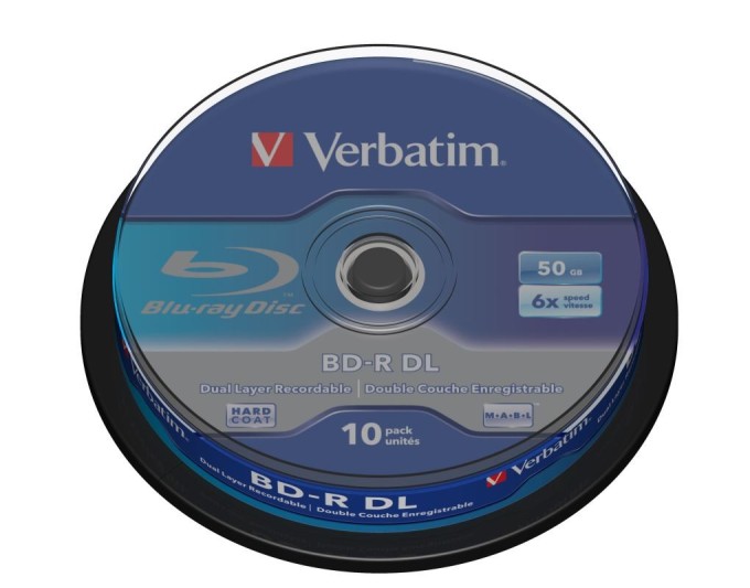Blu-ray BD-R DL Verbatim 50GB 6x 10-cake