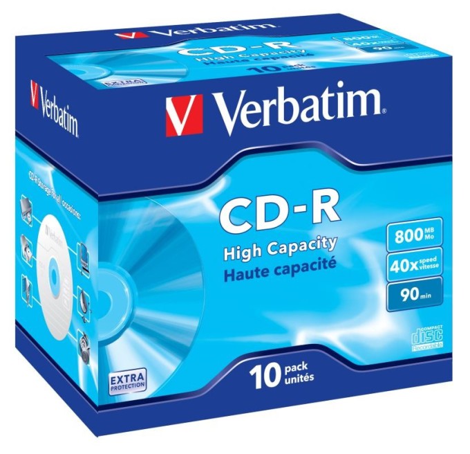 CD-R Verbatim DL 800MB (90min) 40x Extra Protection jewel, 10ks/pack