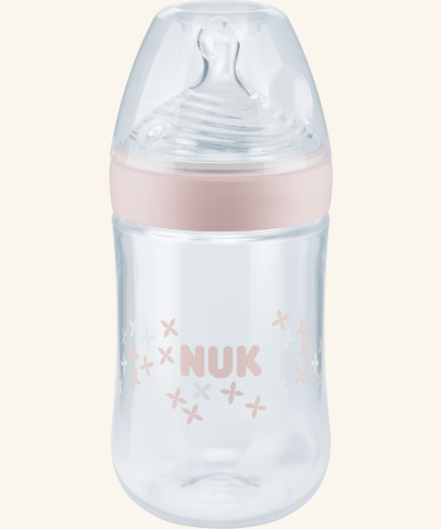 Láhev NUK Nature Sense, 260 ml, silikonová savička růžová