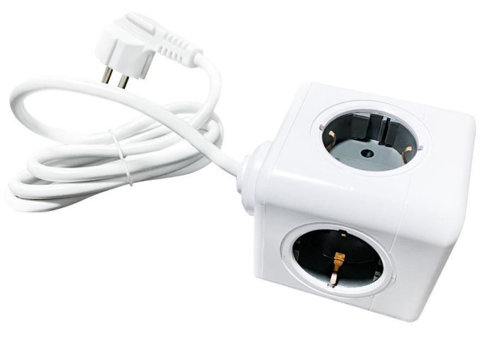 Technaxx rozbočovač Power Cube, 4xzásuvka, 2xUSB port (TX-195), bílá