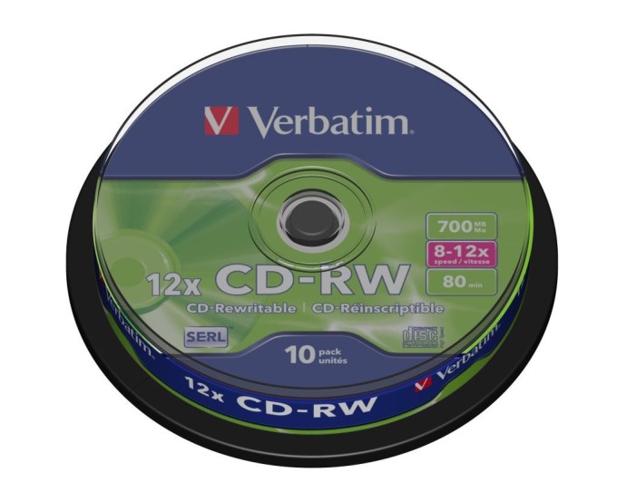 CD-RW Verbatim 80 min. 8-12x 10-cake
