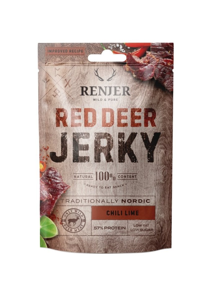 RENJER Modern Nordic Red Deer (Jelení) Jerky Chilli & Lime 25g