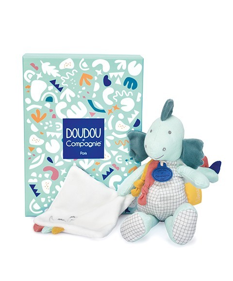 Doudou Plyšový dinosaurus s dečkou 25 cm zelený