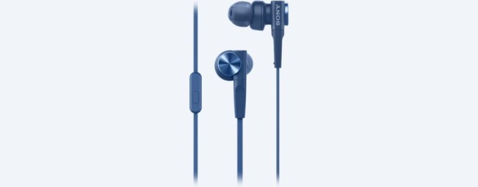 Sony MDR-XB55AP, sluchátka do uší Extra Bass s ovladačem na kabelu, modrá