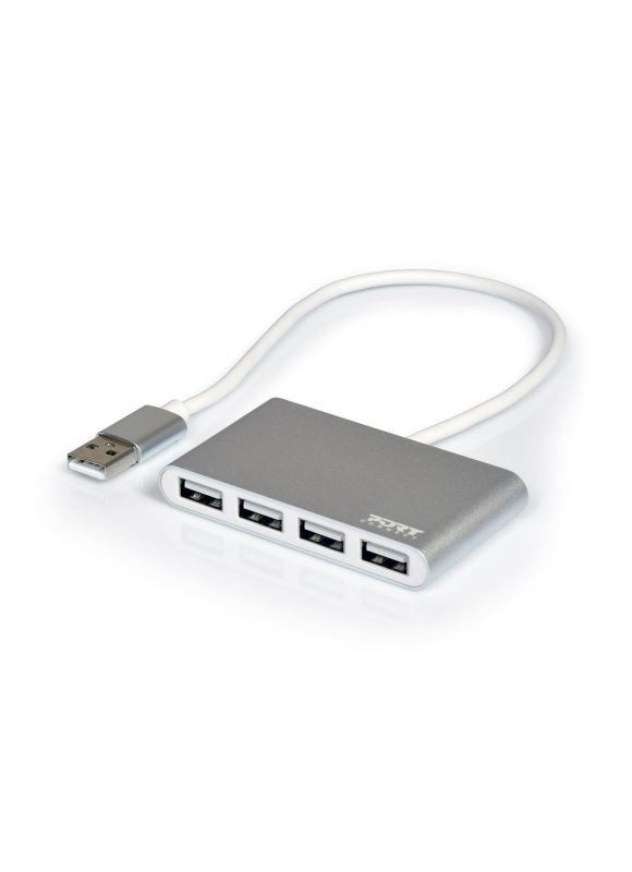 PORT CONNECT USB HUB, 4x USB 2.0, šedý