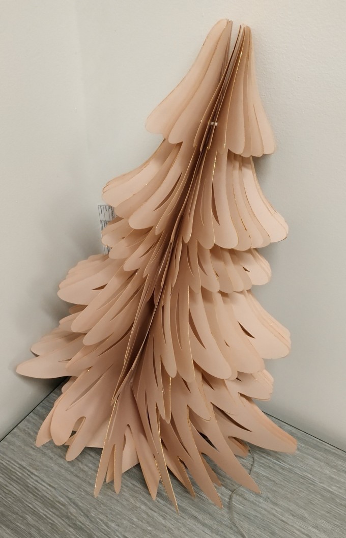 3D Stromek papírový 60 cm s LED, starorůžový se zlatým glitrem
