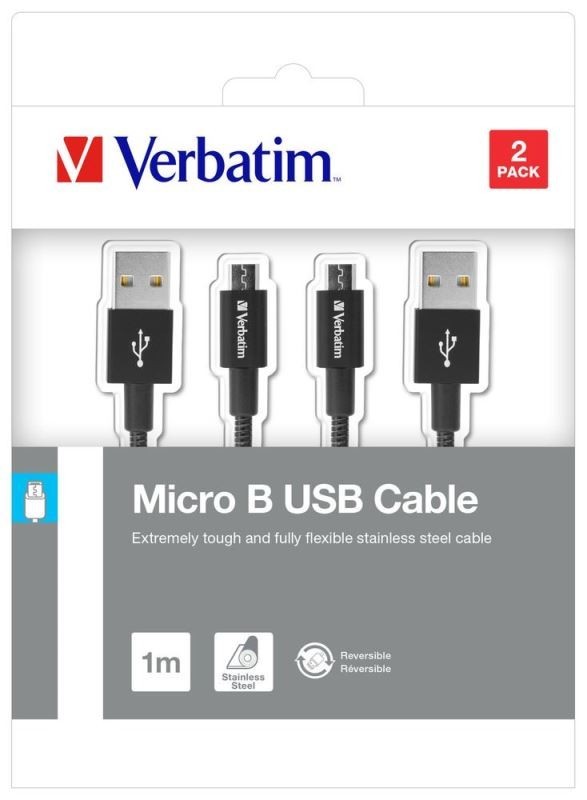 Verbatim Micro USB kabel  100cm + 100cm, SYNC + CHARGE černý
