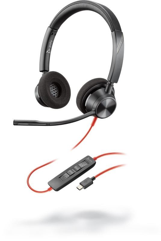 Poly BLACKWIRE 3320, náhlavní souprava na obě uši se sponou, C3320, USB-C konektor