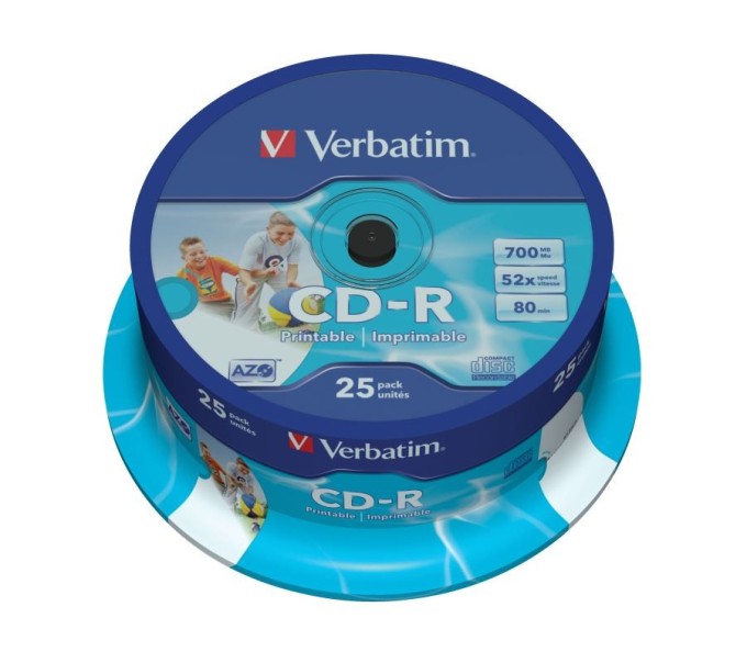 CD-R Verbatim DLP 700MB (80min) 52x Printable 25-cake