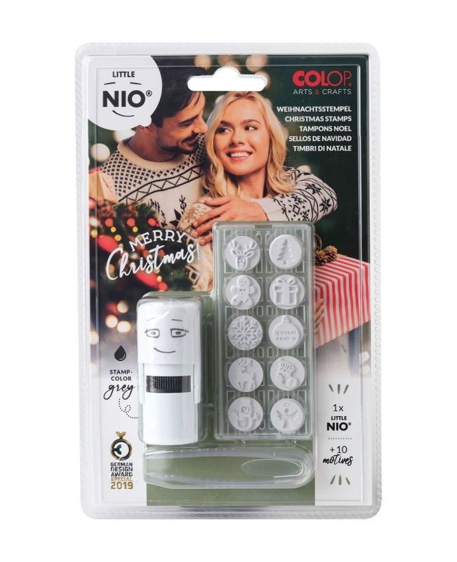COLOP Little NIO Christmas (10 ks motivů+razítko+polštářek šedé barvy)