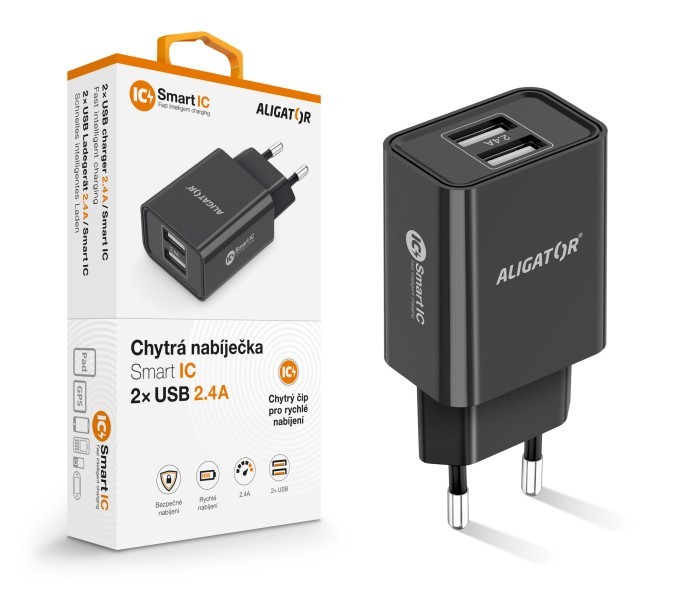 CD ALI s 2xUSB výstupem, 2,4A, smart IC, černá
