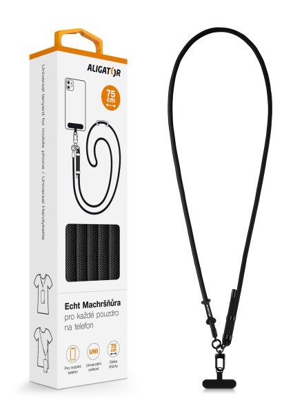Aligator Echt Machršňůra, univerzální šňůrka pro mobilní telefon, černá