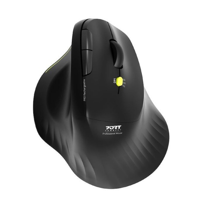 PORT CONNECT Ergo Soft COLLECTION, bezdrátová dobíjecí myš, USB-A/Bluetooth, 2.4GHz, 1600DPI, černá