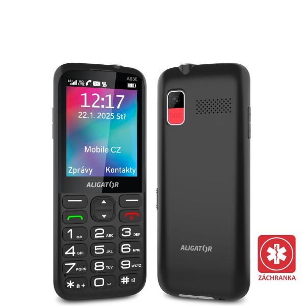 ALIGATOR A930 GPS Senior černý + stolní nabíječka