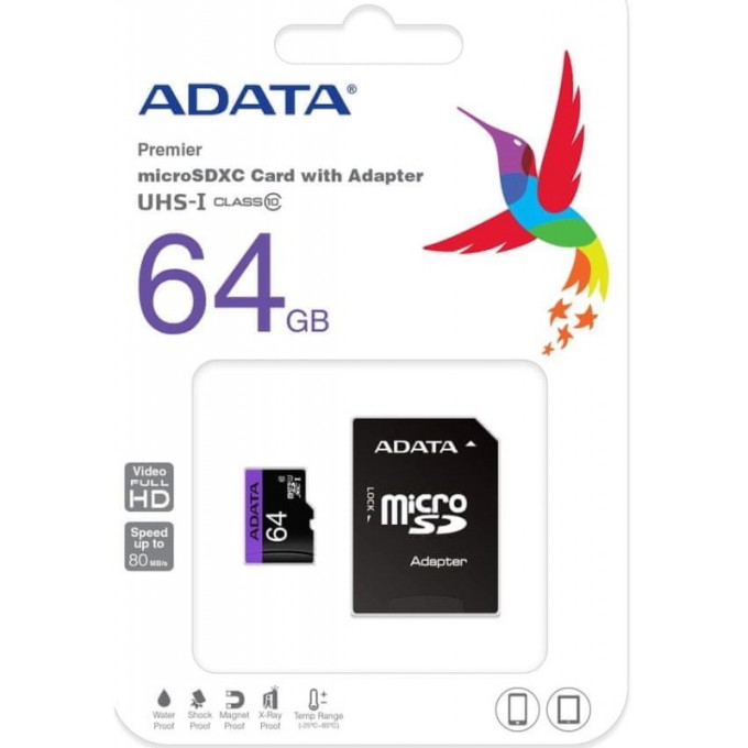 SD micro ADATA 64GB Premier UHS-I + adap.