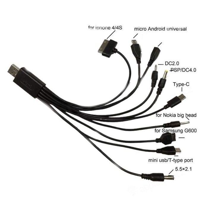 Univerzální USB kabel 10v1, bulk NTA0030
