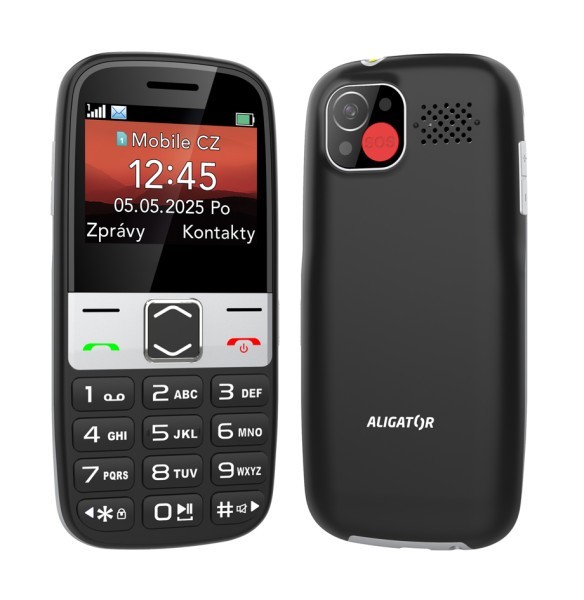 ALIGATOR A775 Senior černý + stolní nabíječka