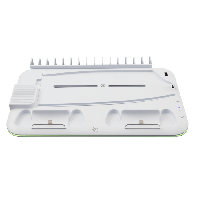 White Shark KIMURA-2 Chladicí podložka/stojan + 2x nabíjecí stanice pro PS5, PS5 Slim, bílá/šedá