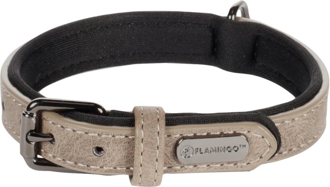 Flamingo Delu Obojek s neoprenovým polstrováním Taupe XS/S