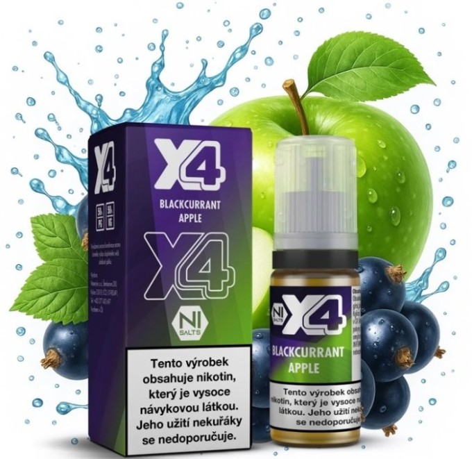 Liquid X4 Bar Juice - Černý rybíz a jablko (Blackcurrant Apple) 10ml - 20mg