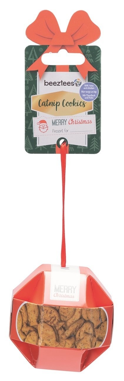 Beeztees XMAS BALL Pamlsky pro kočky Catnip-kuře-tuňák 8,5x8cm