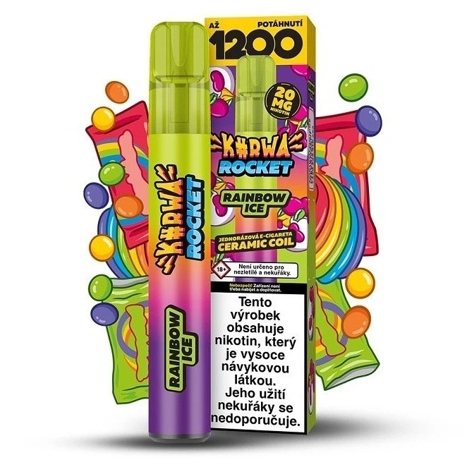 Kurwa Rocket Rainbow Ice 20mg 1 200 potahů