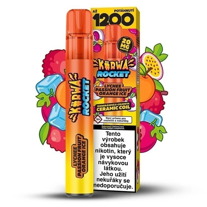 Kurwa Rocket Lychee Passion Fruit Orange Ice 20mg 1 200 potahů