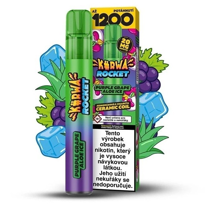 Kurwa Rocket Purple Grape Aloe Ice 20mg 1 200 potahů