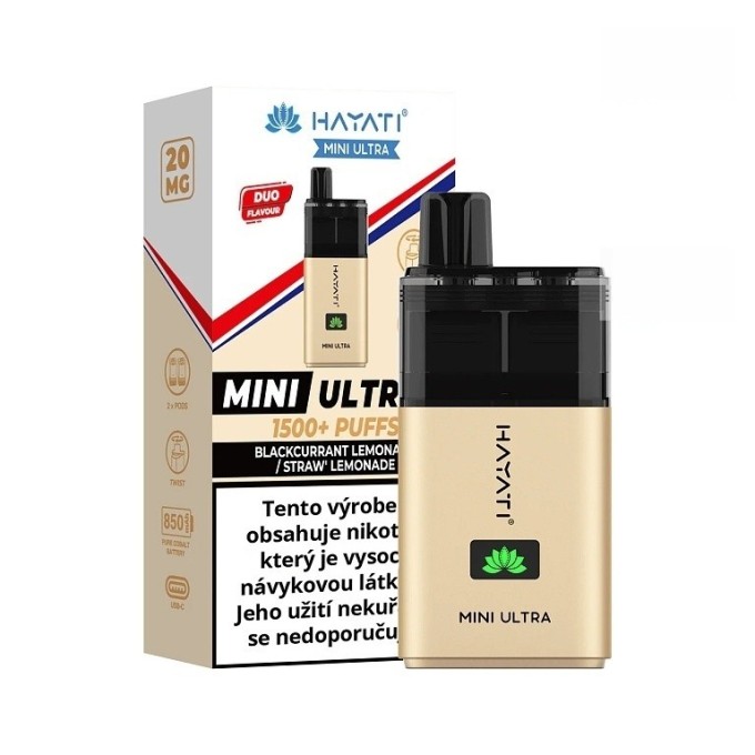 Hayati Mini Ultra Blackcurrant Lemonade/Strawberry Lemonade 20mg 1500 potahů