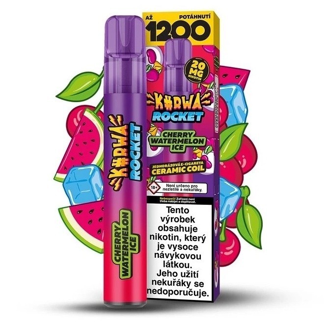 Kurwa Rocket Cherry Watermelon Ice 20mg 1 200 potahů
