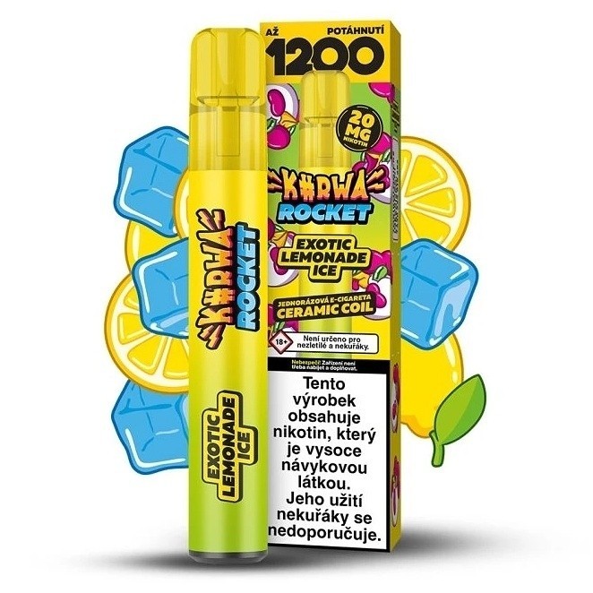 Kurwa Rocket Exotic Lemonade Ice 20mg 1 200 potahů