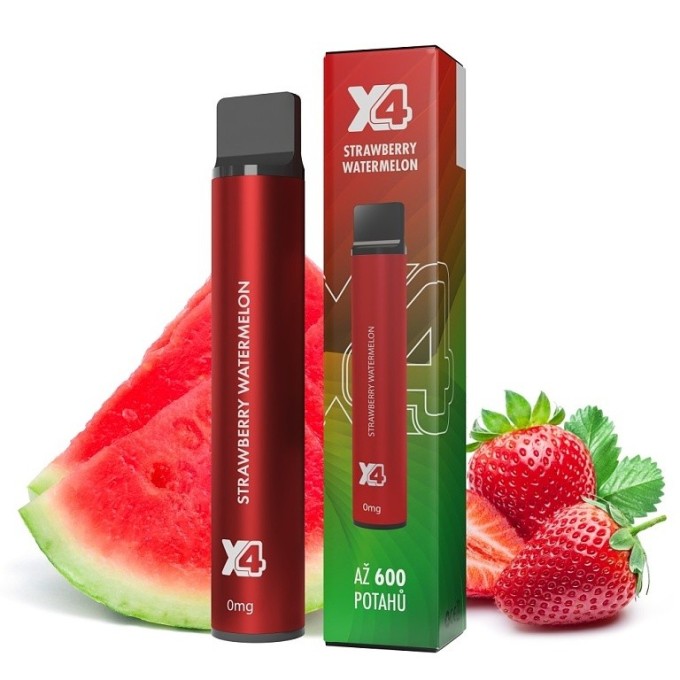 X4 Bar Zero Strawberry Watermelon 0mg 600 potáhnutí