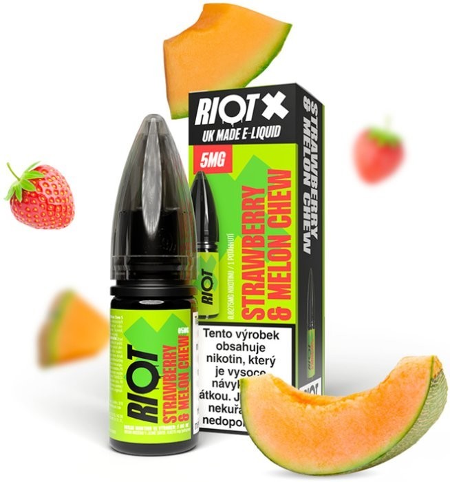 Liquid RIOT X Salt Strawberry & Melon Chew (Jahodovo-melounová žvýkačka) 10ml-20mg