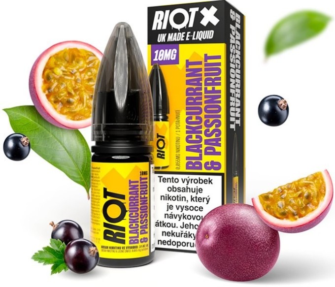Liquid RIOT X Salt Blackcurrant & Passionfruit (Černý rybíz a marakuja) 10ml-20mg