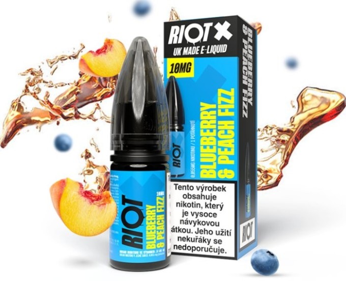 Liquid RIOT X Salt Blueberry & Peach Fizz (Borůvka a broskvová limonáda) 10ml-20mg