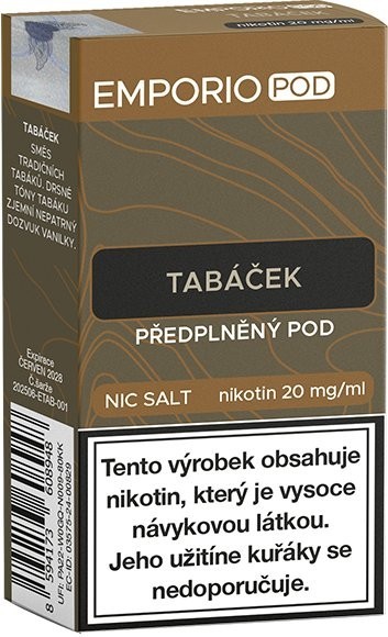 EMPORIO POD cartridge Tabáček 20mg 1Pack