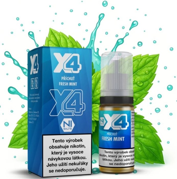 Liquid X4 Bar Juice - Čerstvá máta (Fresh Mint) 10ml - 20mg