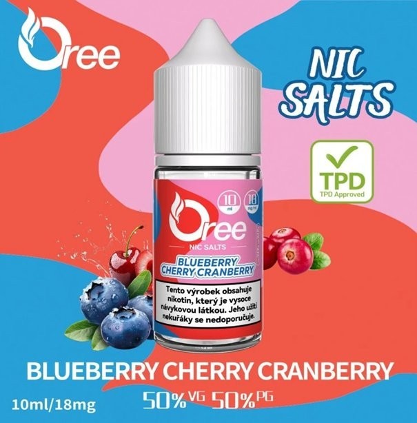 Liquid Oree SALT Blueberry cherry cranberry - Borůvka třešeň brusinka 10ml - 18mg