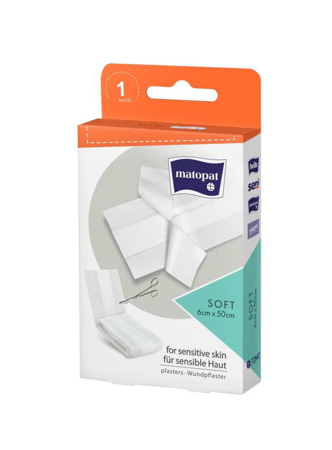 Matopat SOFT jemná nedělená náplast s polštářkem 6cm x 0,5m 1ks