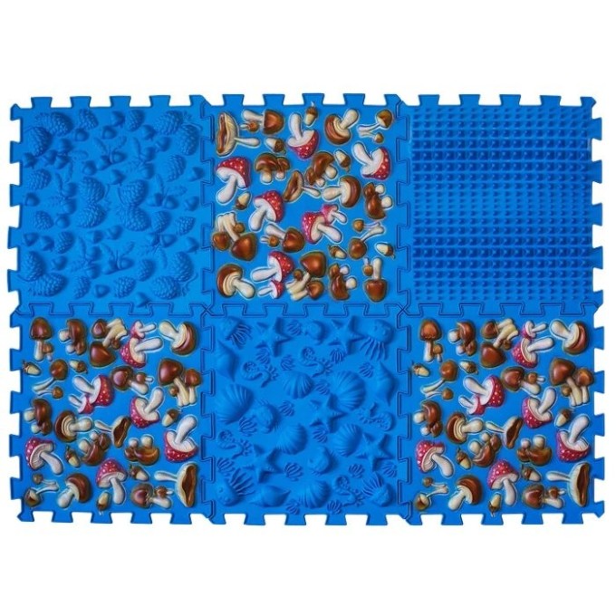 ORTEK Masážní a senzorická podložka pro děti, dospělé a psy Puzzle Mix 6 prvků Modré houby