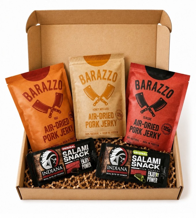 INDIANA Barazzo Vepřové Jerky Dárkový set sušeného masa 411g